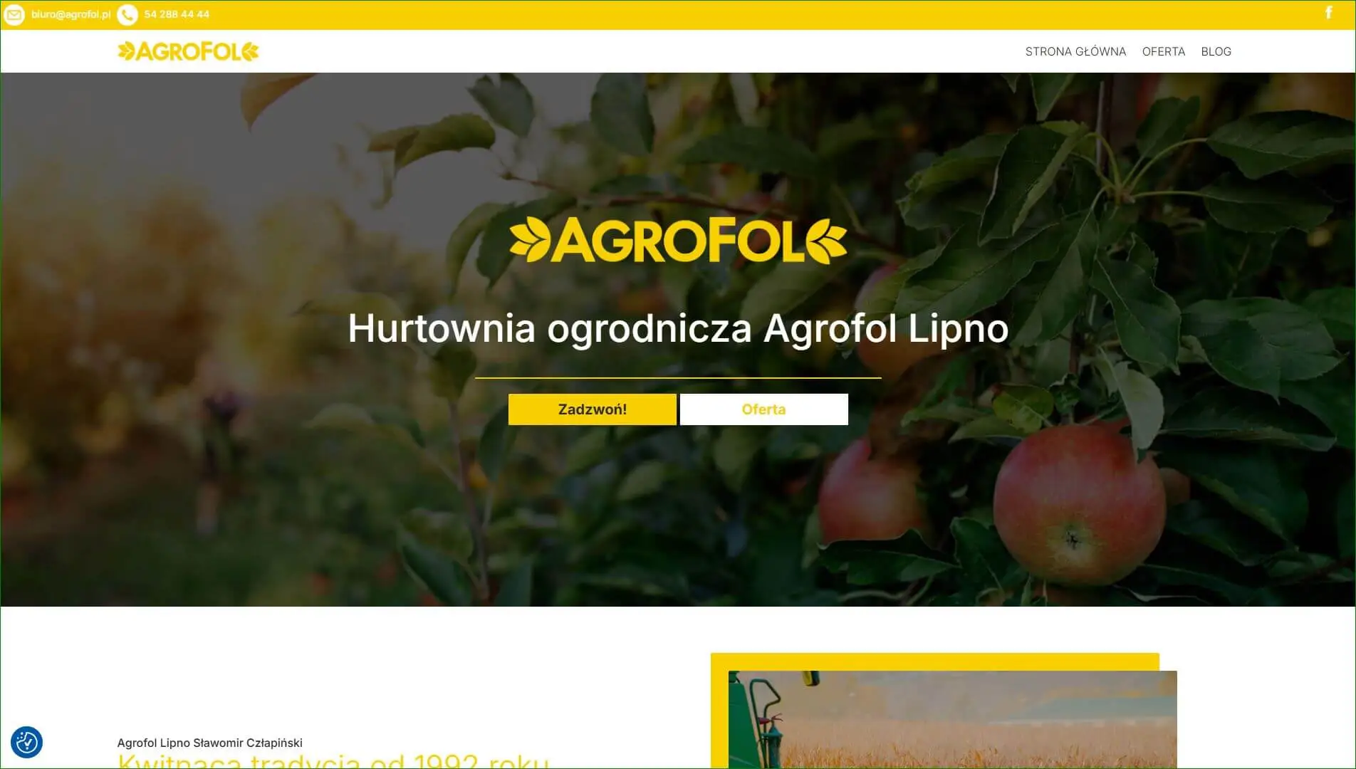 Podgląd strony firmowej Agrofol z ofertą ogrodniczą
